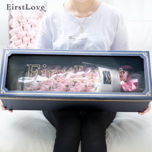 FirstLove 51 pink rose eternal soap flowers delivered in the same city for New Year, Valentine's Day, birthday gift for girlfriend, non-flowers