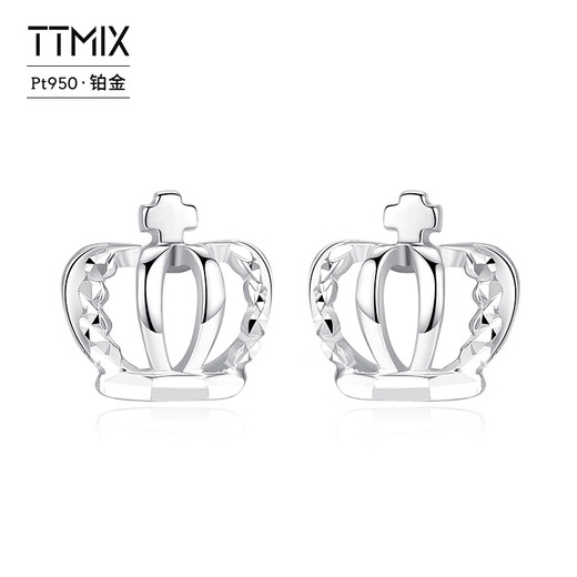 TTMIX platinum crown princess earrings for women platinum pt950 small fresh temperament earrings for girlfriend 1.8-1.9g