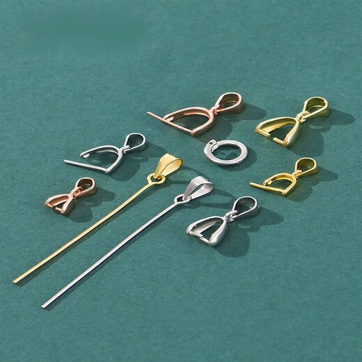 BOMP Old Phoenix Gold Store Model 18k color pendant buckle 925 clip buckle necklace DIY accessories buckle jade pendant buckle head buckle platinum gold long needle medium size