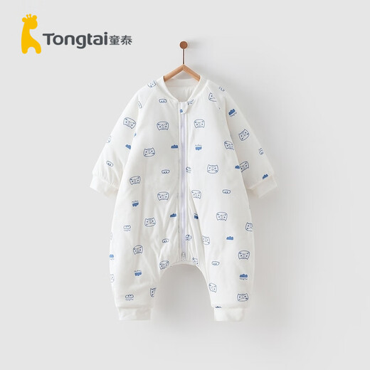 Tongtai infant sleeping bag autumn and winter quilted baby one-piece pajamas pure cotton children's thickened anti-kicking quilt anti-jumping blue autumn and winter quilted room temperature 0-10 73 yards 73 yards