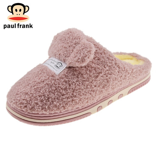 Big-mouthed monkey PaulFrank cotton slippers for men and women winter fashion couple style furry shoes home warm thick-soled cotton slippers PF813 pink 260