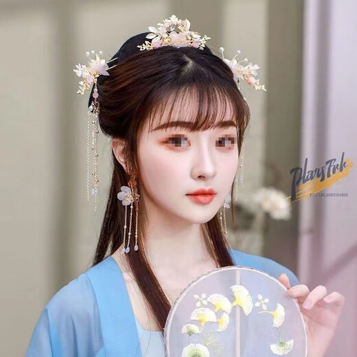 Meng Keduo Hanfu headdress, ancient costume fairy girl's tassel hairpin set, full set of ancient style comb and shake, ancient costume hairpin set, whale hairpin set