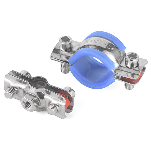 JINGGONG 304 stainless steel fixed pipe bracket welded nut buckle hoop pipe clamp PPR water pipe clamp pipe pipe clamp 80-89 with nut M8 (with rubber sleeve)