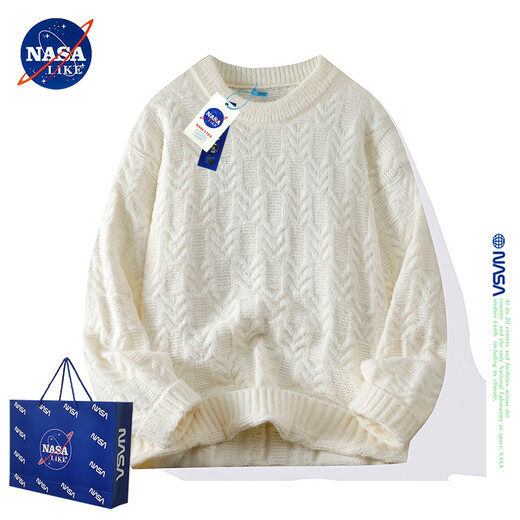 NASALIKE潮牌联名毛衣男秋冬季圆领套头打底衫纯色时尚百搭情侣款针织衫 红色 M（建议90-120斤）