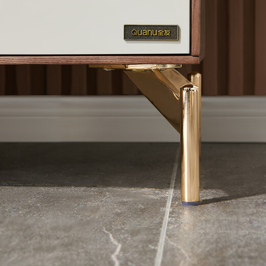 全友家居(品牌补贴) 现代轻奢风床头柜水曲柳木装饰框金属脚床头柜