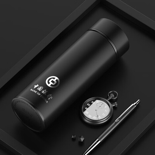 ENO High-End-Thermosbecher für Damen und Herren, 999er-Tasse aus reinem Silber, getrennter Tee- und Wasserbecher, Wasserbecher, maßgeschneiderter Business-Bürobecher, Meteoritschwarz, private Geschenkbox, Zertifikat inklusive, 430 ml