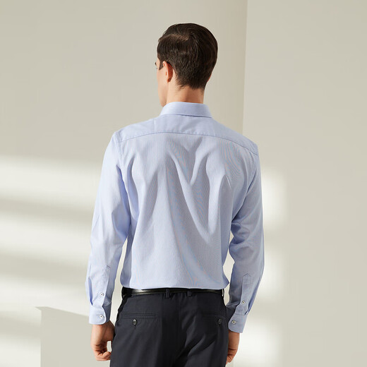 YOUNGOR striped DP no-iron 26 new men's business casual pure cotton long-sleeved shirt blue stripes 41