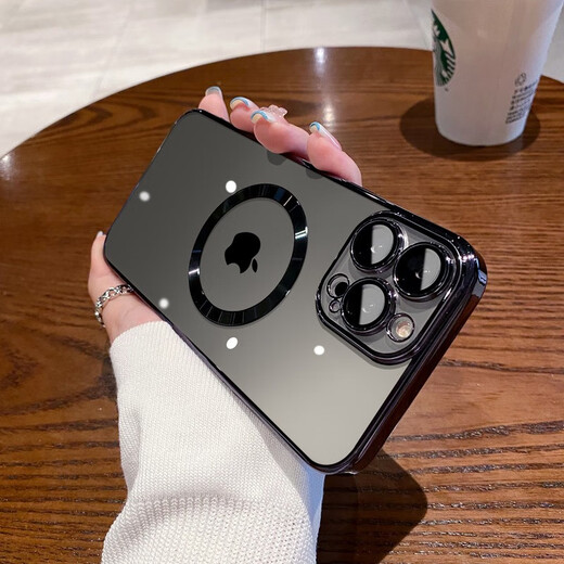 Yuning suitable for iPhone17promax mobile phone case, new Apple 15 mobile phone protective case, ultra-thin transparent magnetic all-inclusive anti-fall lens film integrated dustproof net hard shell light luxury magnetic graphite black + lens film + dustproof net all-inclusive iPhone16Pro