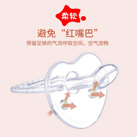Yoshida Hisamori Transparent Pacifier Round Head Flat Head Baby Silicone Bite-Resistant Baby Super Soft Sleeping Sucking Stick 2 Pack Daily Use - Nipple Type Transparent Style