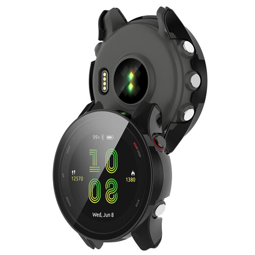 Guess that Garmin Forerunner 255/255s/265/265s/955/965 watch anti-scratch protective case protective cover screen protective film mirror PC hard shell all-inclusive black protective cover PC shell and film integrated 255
