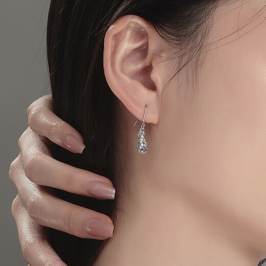 Safir platinum earrings for women Pt950 hollow water drop platinum earrings earrings for birthday gifts, about 2.15 grams