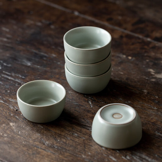 Rudao Ru Kiln Kung Fu Tea Set Covered Bowl Teapot Teacup Complete Set Ru Kiln Rare Open Slices Azure Retro Ceramic Household Tea Maker Gift Box Packaging Ru Kiln Square Ear Pot 11-pack Gift Box