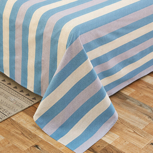 Yalu bed sheets thickened old coarse cloth mat machine washable double quilt bed cover single piece 1.5/1.8/2 meters bed suitable for blue stripes 200*230cm