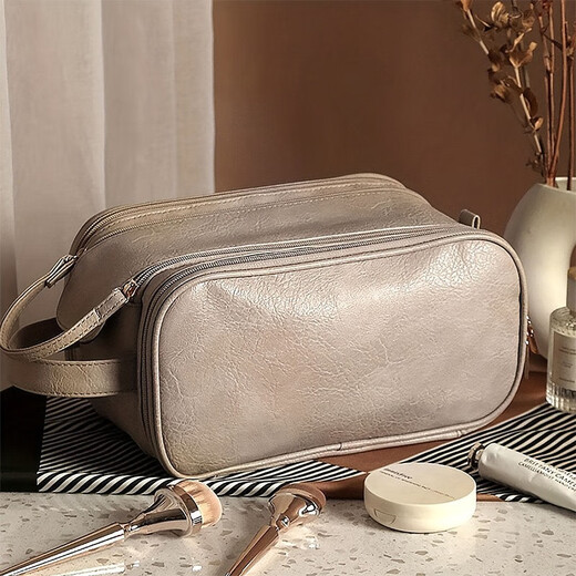 Meidu Portable Cosmetic Bag for Women Large Capacity High-Looking Travel Cosmetic Washing Storage Bag Hand-held Storage Bag Cosmetic Bag Gray