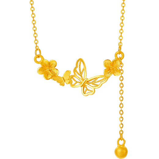Saturday Bliss Butterfly Dream Pure Gold 999 Gold Necklace Pendant for Women Price A0613053 Approximately 3.82g 40+5cm Gift