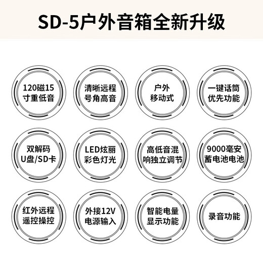 SHILE SHILE Square Dance Audio Outdoor Bluetooth Portable Wooden Trolley Speaker High Power Mobile Card Player SD-5 15-inch Trolley Speaker