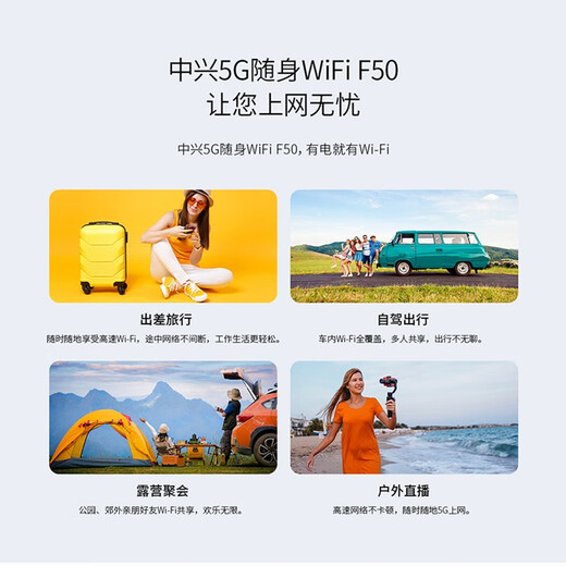 ZTE 5G portátil wifi6 enrutador móvil mifi4g tarjeta de red inalámbrica portátil montada en camión CPE banda ancha inalámbrica MU5002 ZTE F50+ paquete anual de red única 5G disfruta de 1500G por mes
