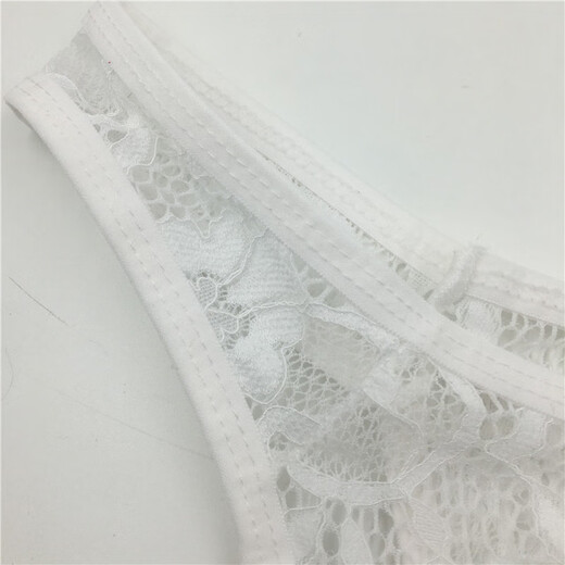 Private Shang Men's Sexy Underwear White Lace Pattern Transparent Briefs Temptation T-Pants Men's T-Pants One Size 170Jin Jin is equal to 0.5kg within