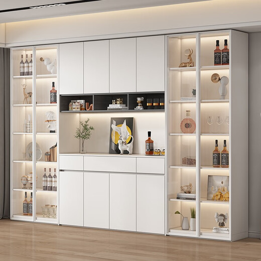 Oushitang customized solid wood sideboard high cabinet living room wall home restaurant storage cabinet multi-functional kitchen bowl cabinet wine cabinet A style one white 80*35*220 real wood