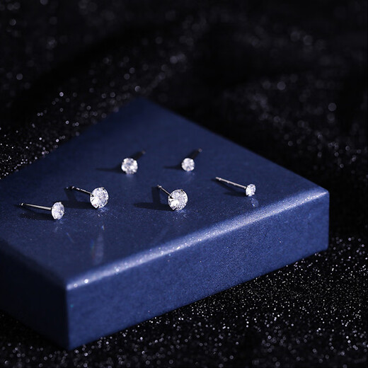 Dingjing 3 pairs pack 999 pure silver earrings for women, super flash, compact mini ear bone nails, ear piercing, student earrings, zircon earrings, simple and high-end, no need to remove silver jewelry