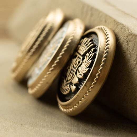 Shantou Lincun Metal Wheat Buttons British Crown Suit Matte Gold Rubbed Black and White Paint College JK Uniform Coat Buttons Matte Gold Rubbed Black Paint 6 pcs