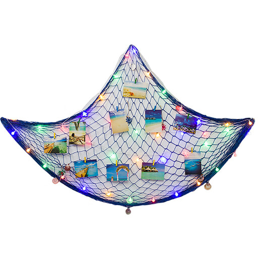 OEMG Mediterranean style thick line fishing net decorative net shooting background wall fish net props bar wall hanging decorations 1X2M blue pure net a