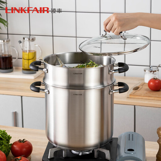 Lingfeng (LINKFAIR) 304 stainless steel steamer single-layer household soup pot induction cooker open fire stove universal 22* 6 liters 2.61kg recommended 4-5 people 22cm