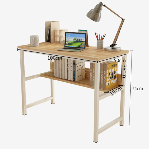 Shuaili computer desk study board type simple home notebook desk with bookshelf 100*50 primary color SL17041D