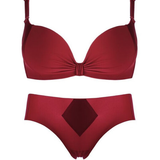 LHGV high-end original brand underwear women's wire-free bra set push-up bra animal year red horse year gift burgundy suit gift box 75A B