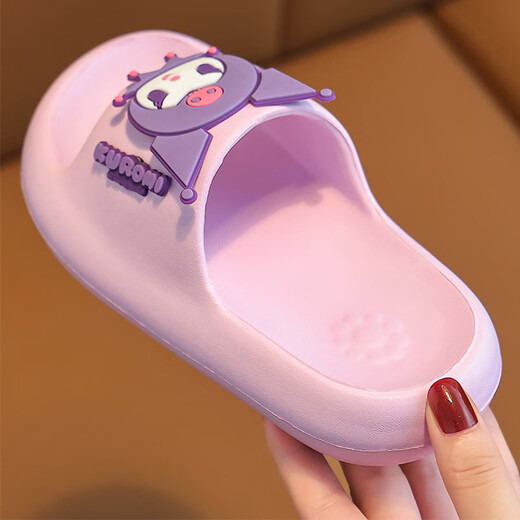 Gong Mao Children's Slippers Girls Summer Indoor Home Non-slip Soft Soled Boys Outerwear Cartoon Kuromi Sandals Girls Purple Kuromi 28-29 Inner Length 18cm Suitable for Sports Shoes 28-29