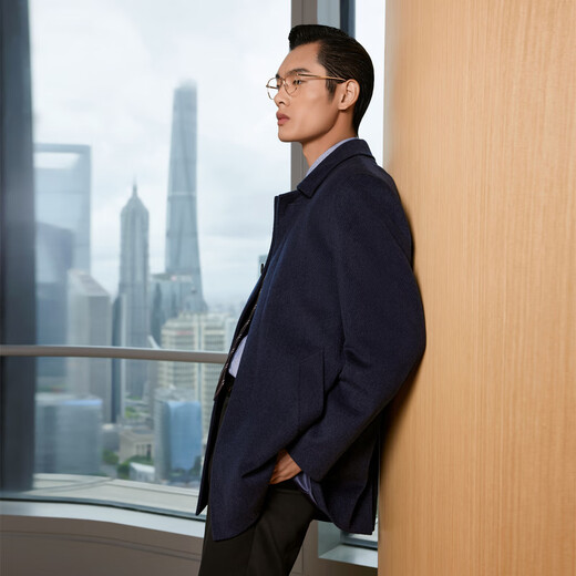 YOUNGOR coat men's autumn and winter young men's business coat classic lapel wool cashmere blended fabric high-end quality navy L 175/96A