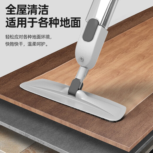Double small water spray lazy large flat mop, hand-washable mop, household one-mop clean mop artifact, wet and dry use, water spray mop + six pieces of cloth in total + hand-washable scraper