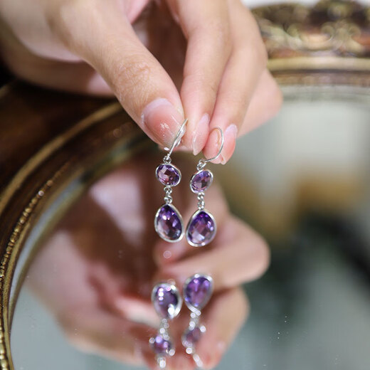 GEM STONE KING 13 carat amethyst earrings 925 silver classic pear-shaped colored gemstones as a birthday gift for girlfriend and wife Amethyst earrings round style