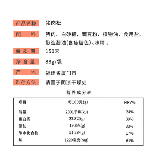Huang Shengji Pork Floss Cake 88g Additive-free Xiamen specialty time-honored bibimbap snacks sushi baking ingredients