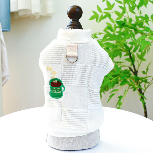 Meow Fairy Autumn and Winter Pet Sweaters Puppy Clothes Teddy French Doll Pomeranian Small Dogs and Cats Bichon Frize Autumn Thick Style Afternoon Tea T-shirt - White Coffee S - About 4-6 Jin [Jin is equal to 0.5 kg]