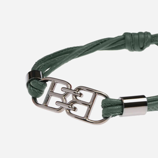 BALLY Men's Cowhide B Buckle Logo Fashion Braided Bracelet 6303613 Dark Green New Year's Valentine's Day Gift