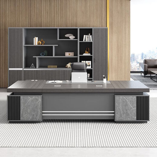 Boss desk and chair combination, simple and modern executive desk, manager desk, grand president desk, single executive desk furniture, including home delivery and installation, 1.6-meter boss desk