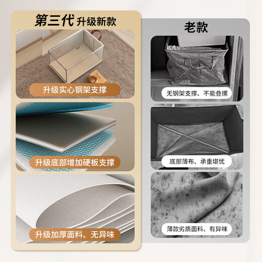 Baicaoyuan storage box clothes and pants storage box basket fabric underwear wardrobe storage folding layered finishing partition artifact large size