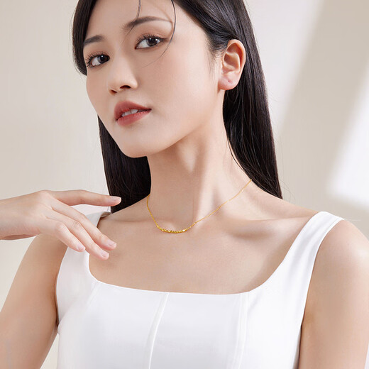 Saturday Fortune (ZLF) yellow 18K gold necklace for women, colorful geometric gold pendant for girls and wives, 40cm +5cm