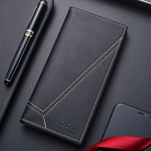 CHANSHIYI PALLET MENS MEN'S Long 2024 Nouveau portefeuille haut de gamme Portefeuille Straight Board Multiples CARDS pour mon mari et mon petit ami Long Straight Wallet de Men Men [170 Black]