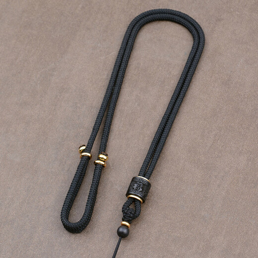 Crystal retro ebony six-character mantra hand-knitted lanyard pendant jade pendant necklace jade pendant hanging neck for men and women six-character mantra model black adjustable