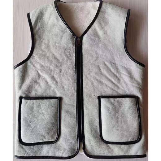 IMPRESSWIT real sheep fur one-piece vest winter sheep shear liner round neck vest vest middle-aged and elderly dad's vest zipper round neck full without splicing XL