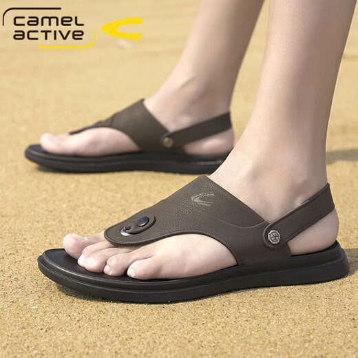 German Camel dynamic men's sandals summer new casual beach shoes soft sole non-slip sandals dual-purpose sandals flip-flops 3880 gray (sports shoe size) 39