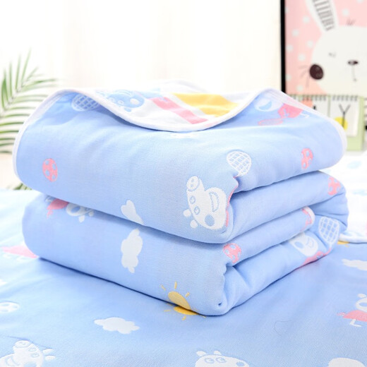 SOEWBBER Baby Cotton Quilt Six-layer Gauze Breathable All-Season Blanket Baby Absorbent Bath Towel Pure Cotton Gauze Peppa Pig Blue 80cm*80cm