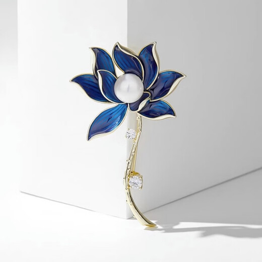 Chunla Chinese style brooch, retro blue lotus brooch, suit coat accessories, women's pin, new lotus flower for women, sapphire blue lotus A24-108
