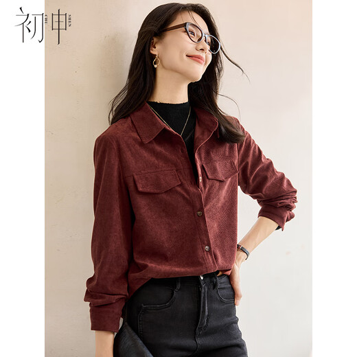 Chushen New Year's jersey red thick long-sleeved shirt for women retro layered casual shirt jacket S144C6003