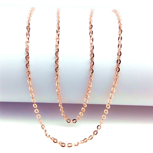 Guran Russian 585 purple gold rose gold color gold new fashion and strong O-shaped chain necklace 1 mm necklace 42cm