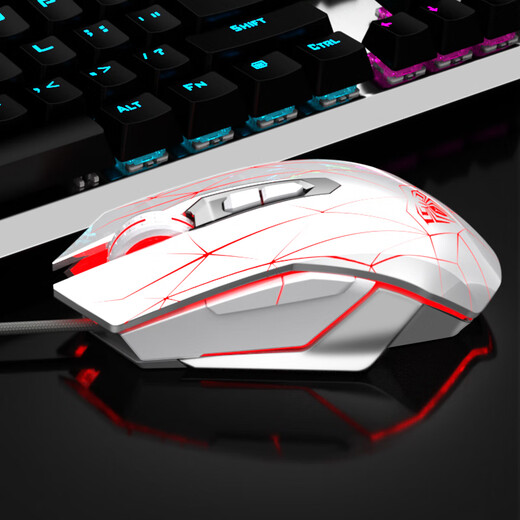 Wolf Spider (AULA) true mechanical feel keyboard and mouse set wired backlit keyboard e-sports game dedicated notebook desktop computer office keyboard and mouse headset three-piece set silver white mixed light keyboard and mouse set