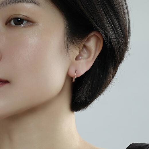 Ming brand jewelry 18K gold color gold fashion versatile square buckle earrings earrings gift for women CSH0308 pricing 18K gold about 0.70-0.93 grams