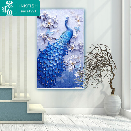 Cuttlefish Diamond Painting Magnolia Peacock 50*90cm Diamond Cross Stitch Diamond Embroidery Living Room Entrance Three-dimensional DIY Handmade Dot Diamond